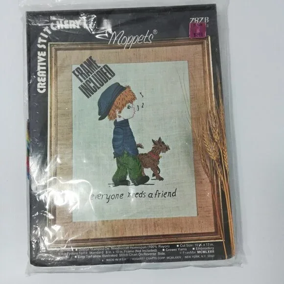 Creative Stitchery Kit Moppets Boy With Dog Everyone Needs A Friend Crewel 787B - Picture 2 of 8